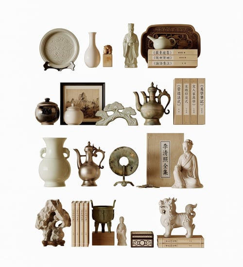 Chinese - style Decorative Ornaments Set | 3D Model | 3Dbox