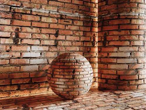 Red Aged Exposed Brick Wall Texture Industrial Style 3D model