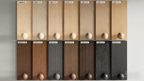 Modern Seamless Wood Veneer Wall Panel Textures 3D model