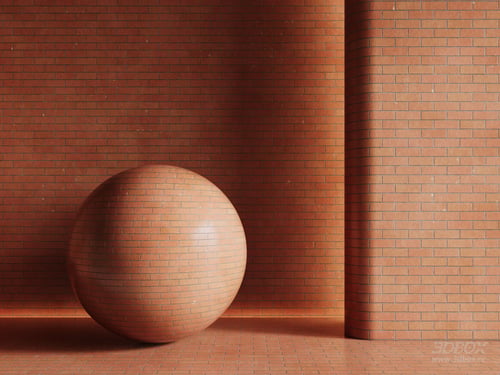 Red Brick Texture Industrial Vintage Wall Floor Material 3D model
