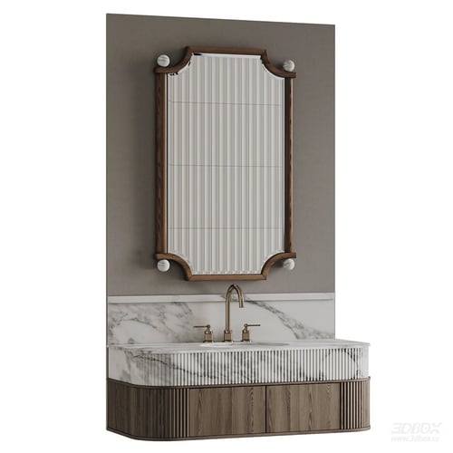 Modern Luxury Wall Mounted Bathroom Vanity with Mirror 3D model