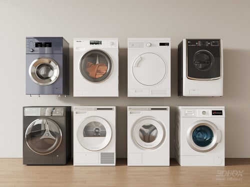 Modern Washing Machine and Dryer Set Collection 3D model