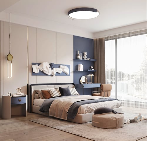 Modern Soft Style Kids Bedroom Interior Scene 3D model