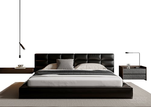 Modern Italian Style Leather Double Bed Set 3D model
