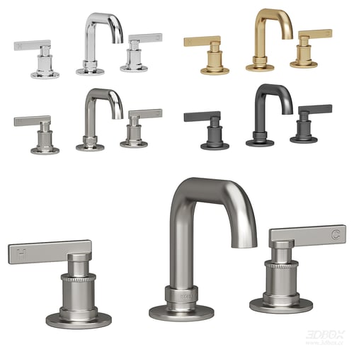 Modern Lever Handle Basin Faucet Set Multi Finish 3D model