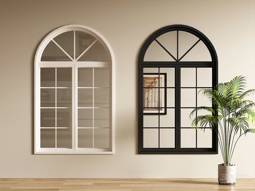 French Arched Grid Window Set 3D model