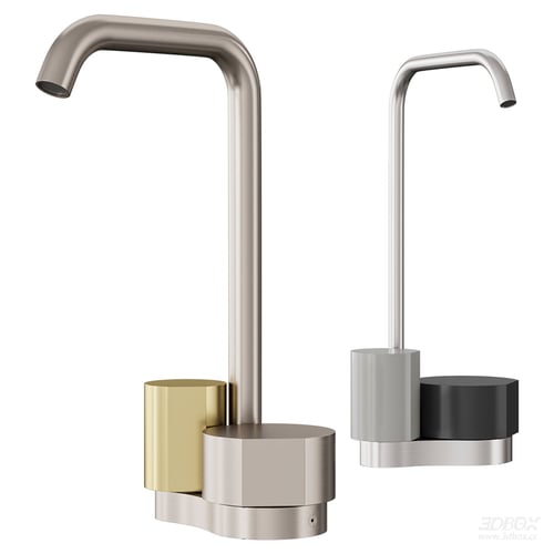 Modern Brushed Metal Wash Basin Faucet Set 3D model