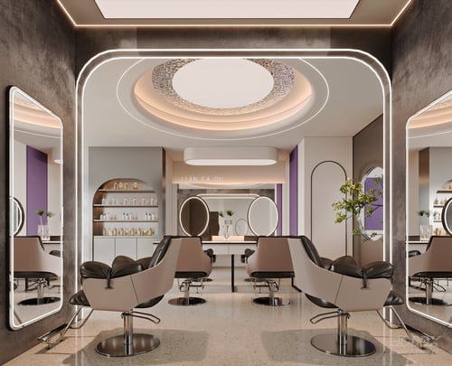 Modern Luxury Beauty Salon Hairdressing Interior Scene 3D model