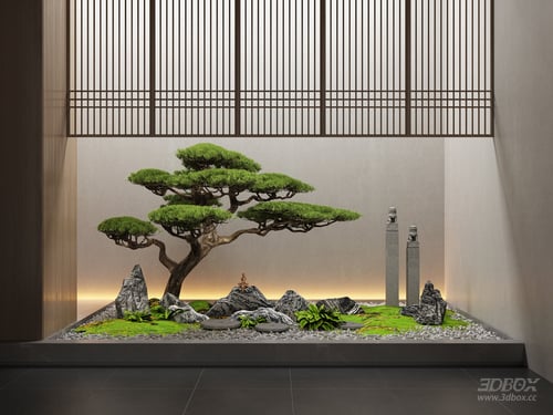 New Chinese Style Zen Indoor Landscape Decoration Set 3D model