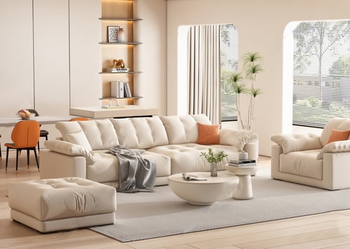 Modern Cream Style Living and Dining Room Interior | 3Dbox