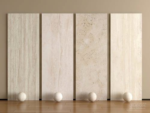 Beige Travertine Marble Stone Slab Material Set 3D model