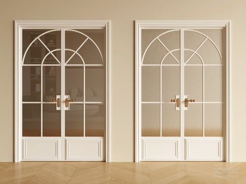 French Style Double Glass Interior Door Set 3D model