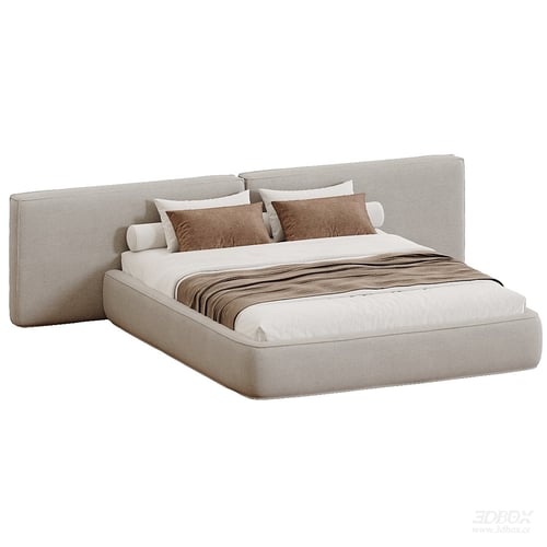 Modern Minimalist Upholstered Double Bed 3D model