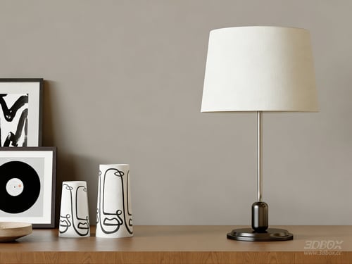 Modern Minimalist Table Lamp with Fabric Shade Metal Base 3D model