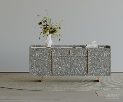 Modern Luxury Marble Pattern Sideboard 3D model