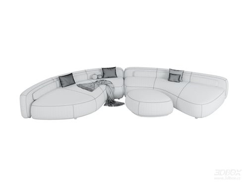 Minotti BEZIER Curved Sectional Sofa Set 3D model