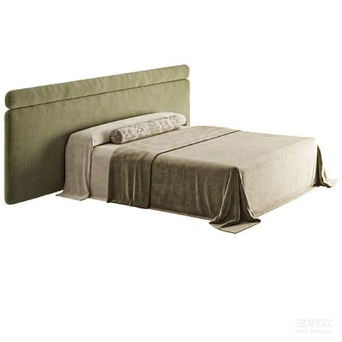 Modern Upholstered Velvet Double Bed 3D model