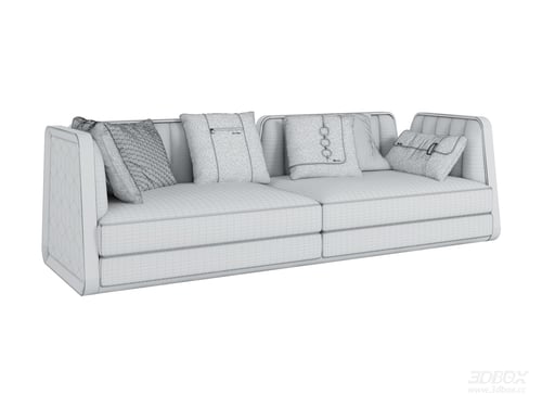 Modern Luxury Long Sofa Set with Decorative Pillows 3D model
