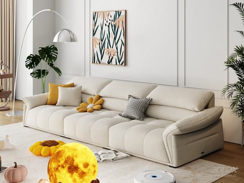 Modern Cream Fabric Multi-seat Sofa Set 3D model