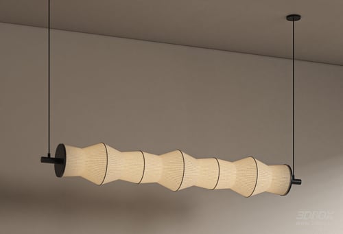 Vintage Wabi Sabi Linear Pendant Ceiling Lamp 3D model