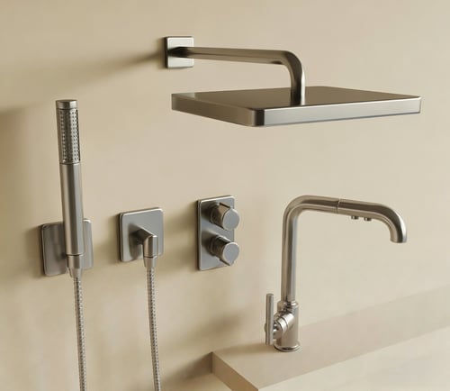 Modern Brushed Nickel Shower Faucet Set 3D model