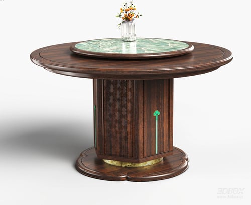 Luxury New Chinese Style Round Marble Top Dining Table 3D model