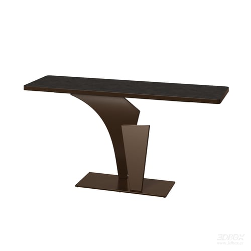 Modern Minimalist Bronze Base Dark Stone Top Console Table 3D model