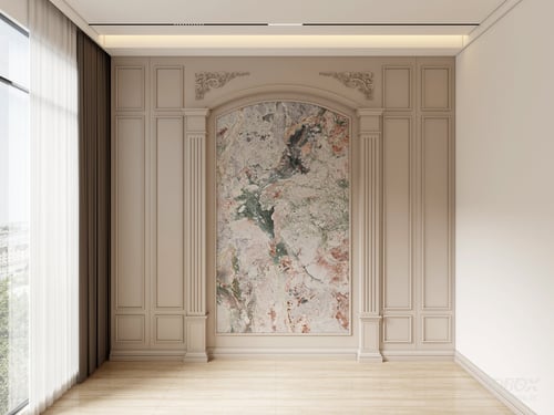 European French Style Marble TV Background Wall 3D model