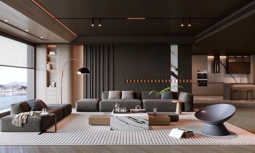 Modern Luxury Minimalist Living Room Interior Sofa Set 3D model