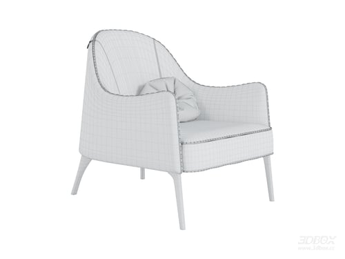 Modern Upholstered Armchair with Pillow 3D model