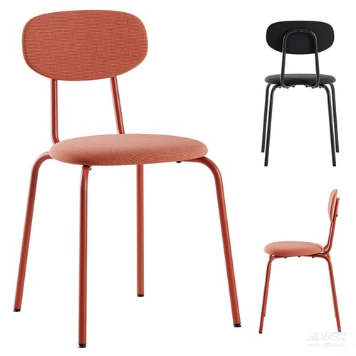 Modern Fabric Upholstered Dining Chair with Metal Frame 3D model