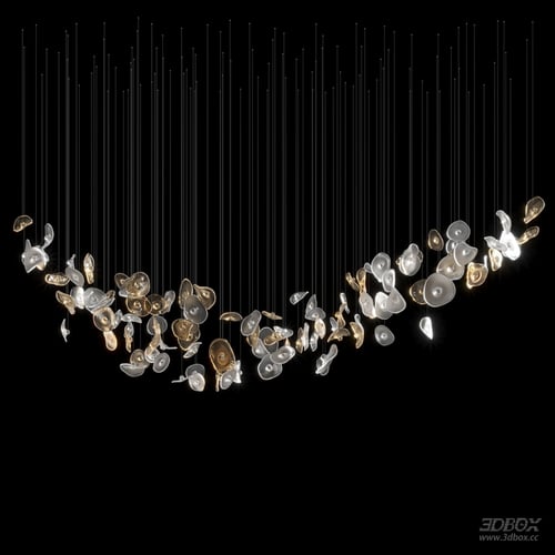 Artistic Glass Gold Accent Ceiling Chandelier 3D model