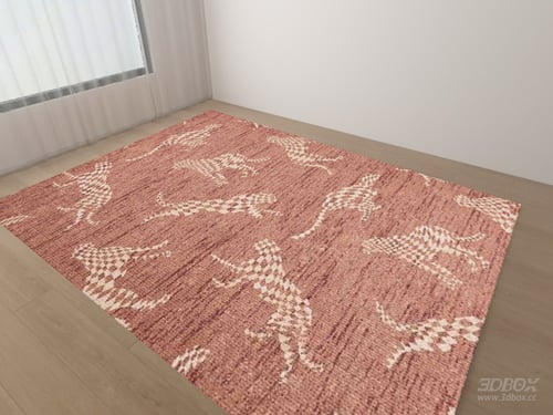 Terracotta Cheetah Pattern Woven Carpet Rug 3D model
