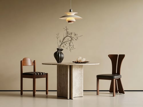 Vintage Round Dining Table and Chairs Set 3D model