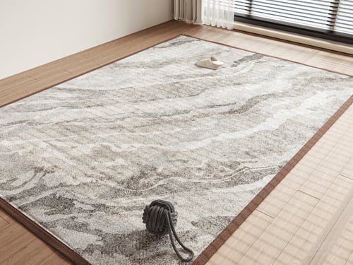 New Chinese Style Abstract Pattern Beige Grey Carpet 3D model