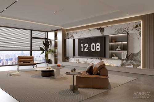 Modern Italian Style Luxury Living Room Scene 3D model