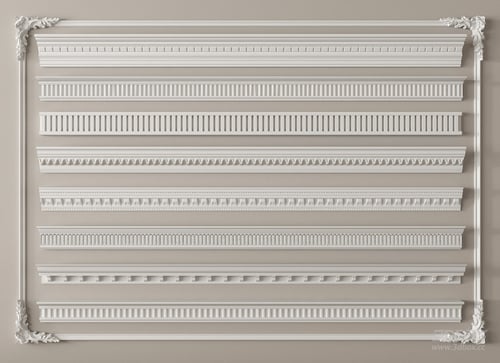 French Style Decorative Plaster Molding Set 3D model