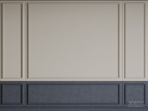 Classic Decorative Wall Panel Wainscoting Plaster Molding 3D model