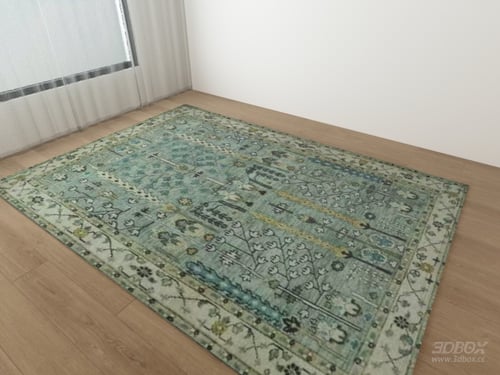 Vintage Green Bohemian Pattern Carpet 3D model