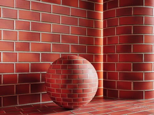 Red Brick Wall Texture Industrial Clay Masonry Material 3D model