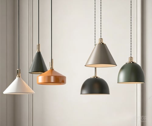 Modern Colorful Metal Pendant Ceiling Lamp Set 3D model
