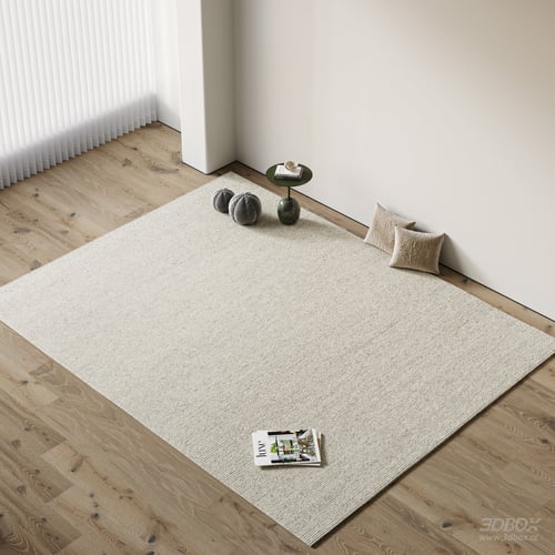 Modern Woven Beige Square Carpet Nordic Wabi Sabi Rug 3D model