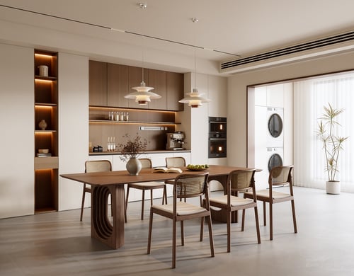 Mid Century Modern Kitchen Dining Room Interior 3D model