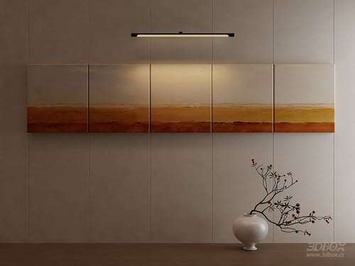 Wabi Sabi Style Abstract Horizontal Wall Art Painting 3D model