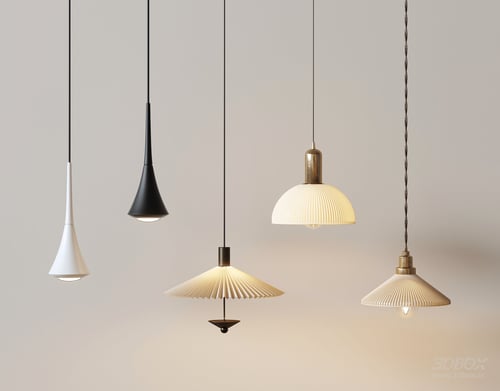 Modern Minimalist Pendant Ceiling Lamp Set 3D model
