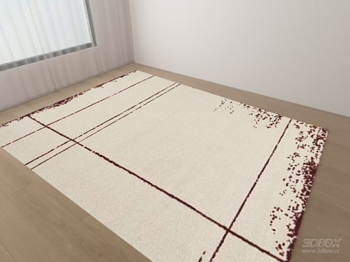 Modern Geometric Beige Maroon Line Carpet 3D model