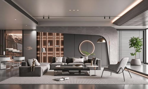 Modern Luxury Living Room with Sofa and Coffee Table 3D model