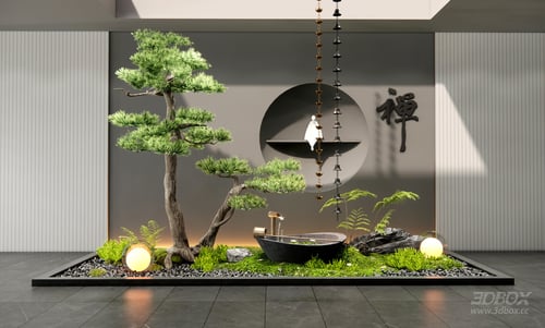 New Chinese Style Indoor Zen Landscape Decoration Set 3D model