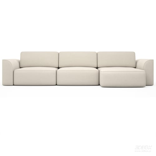 Modern Beige L Shape Sectional Sofa 3D model