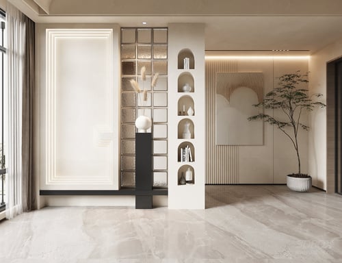 Wabi Sabi Style Modern Hallway Entry Scene 3D model